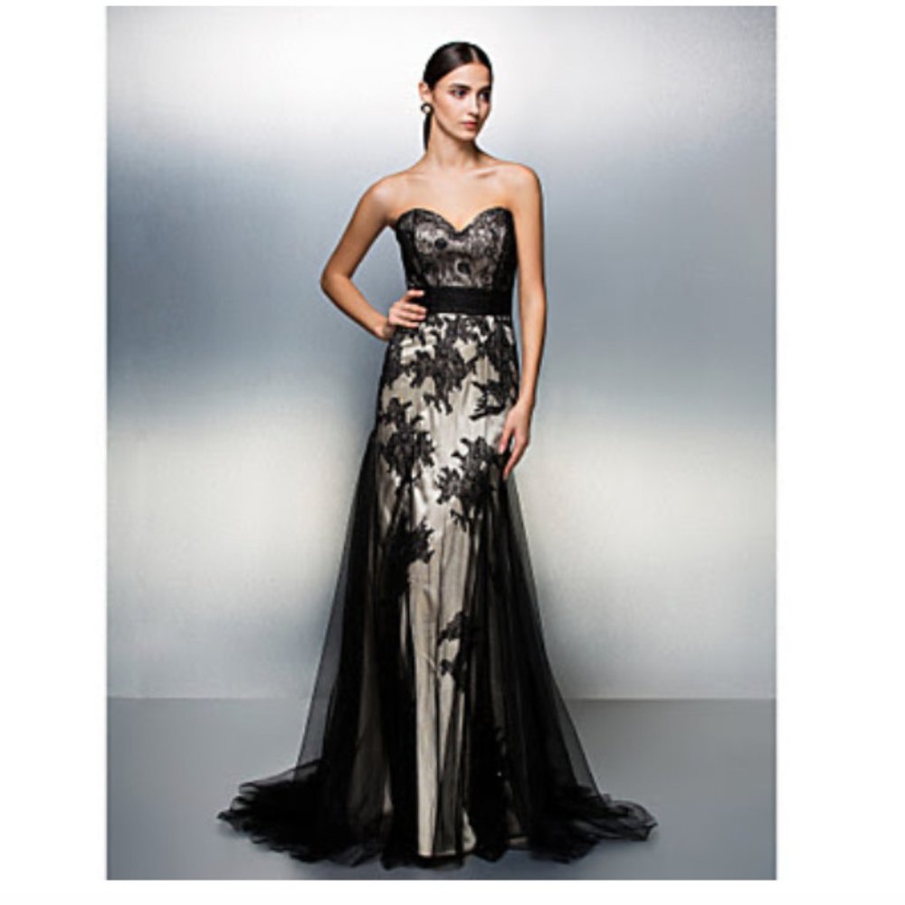 Satin and Lace Evening Gown